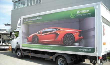 LKW Außenwerbung für Europcar in Wien