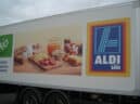 Truck advertising tarpaulin for Aldi Süd in Germany