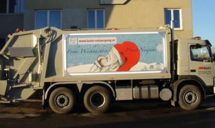 Truck advertising tarpaulin at Baier GmbH in Ardagger Stift