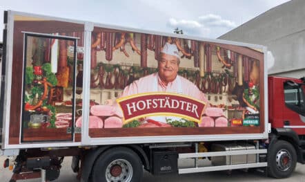 Truck advertising tarpaulin for Hofstädter in Wiener Neudorf