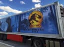 Truck advertising tarpaulin for Jurassic World