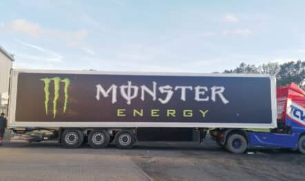 Truck advertising tarpaulin for Monster Energy in Munich