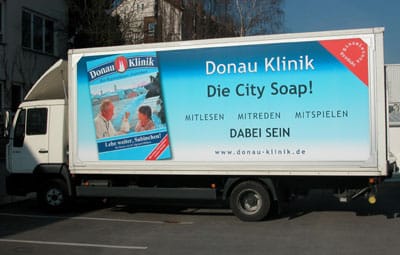 LKW Werbung für Donauklinik